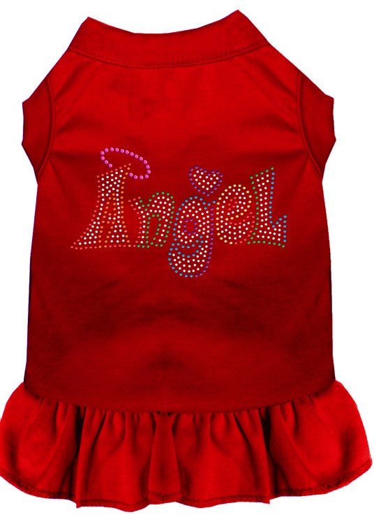 Technicolor Angel Rhinestone Pet Dress Red Med